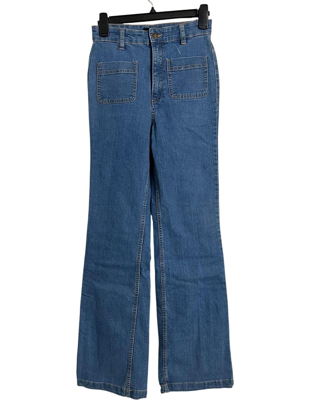 Forever 21 Bootcut Jeans 25 Blue Nautical Sailor Style Pants Retro Stretch Denim